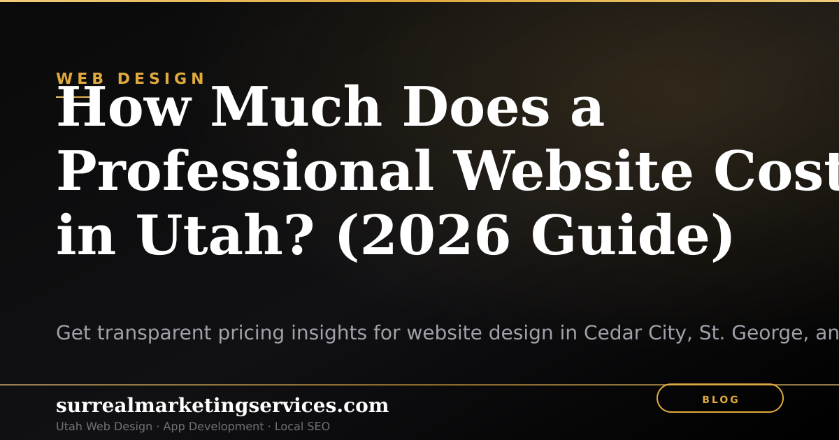 How Much Does a Professional Website Cost in Utah? (2026 Guide)